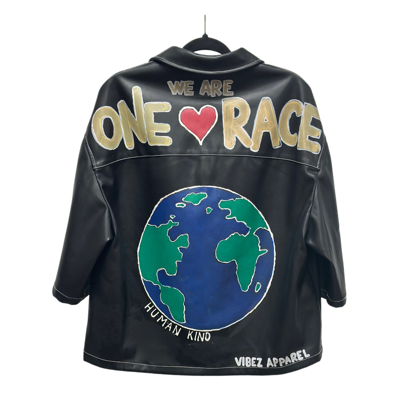 We Are One Race Oversized Leather Shirt