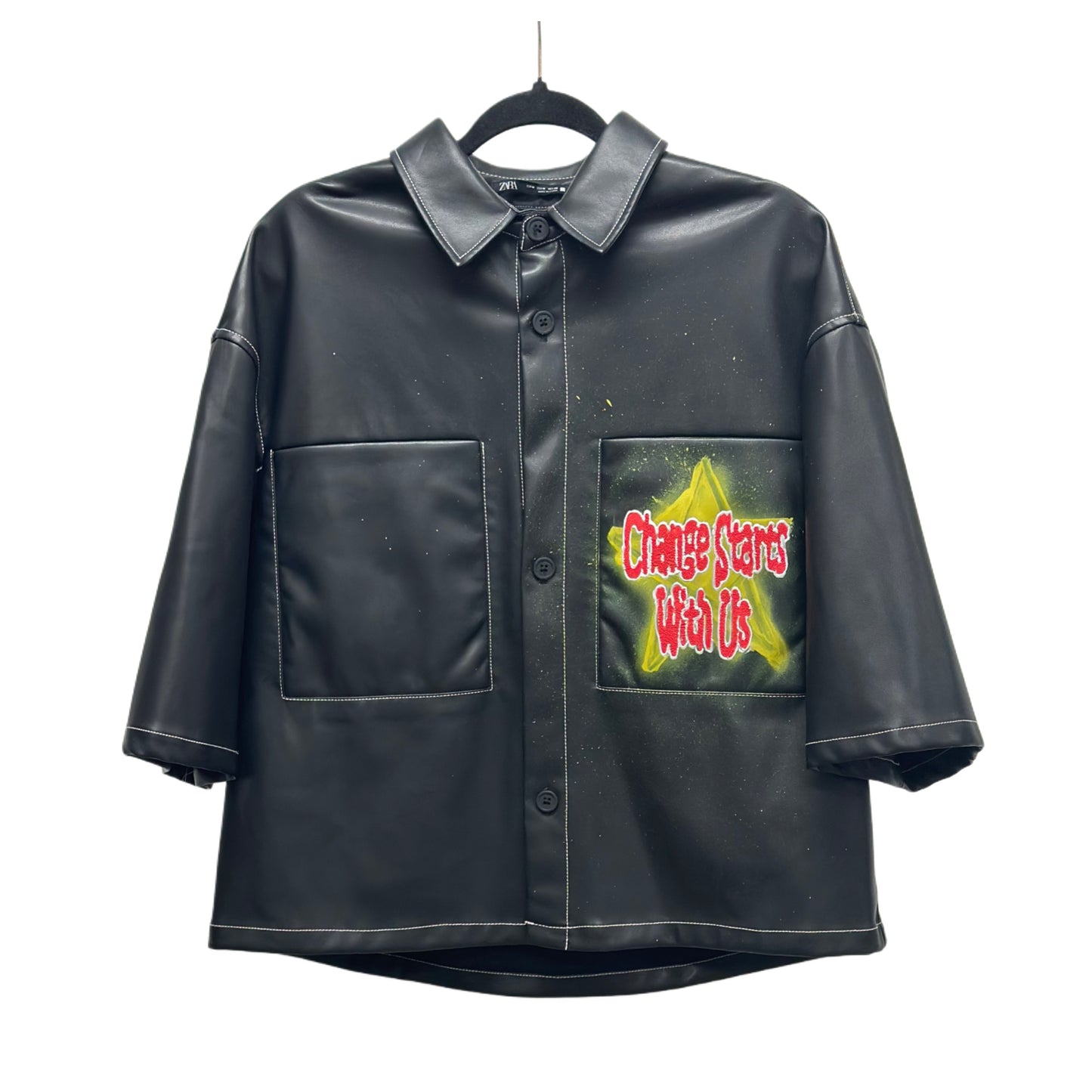 We Are One Race Oversized Leather Shirt