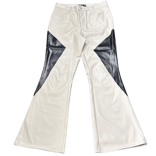 Cream & Black Leatherette Bell Bottoms